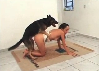 Perverted animal fucking a tight pussy