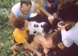 Cute sheep eats his corn on her pussy