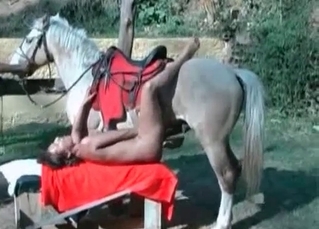 Tight pussy creampied by a horny horse