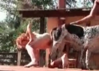 Slender chick wants that dog cock